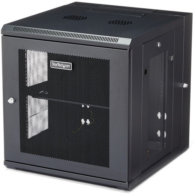 StarTech.com 4-Post 12U Wall Mount Network Cabinet, 19" Hinged Wall-Mounted Server Rack for IT Equipment, Flexible Lockable Rack Enclosure - RK1224WALHM