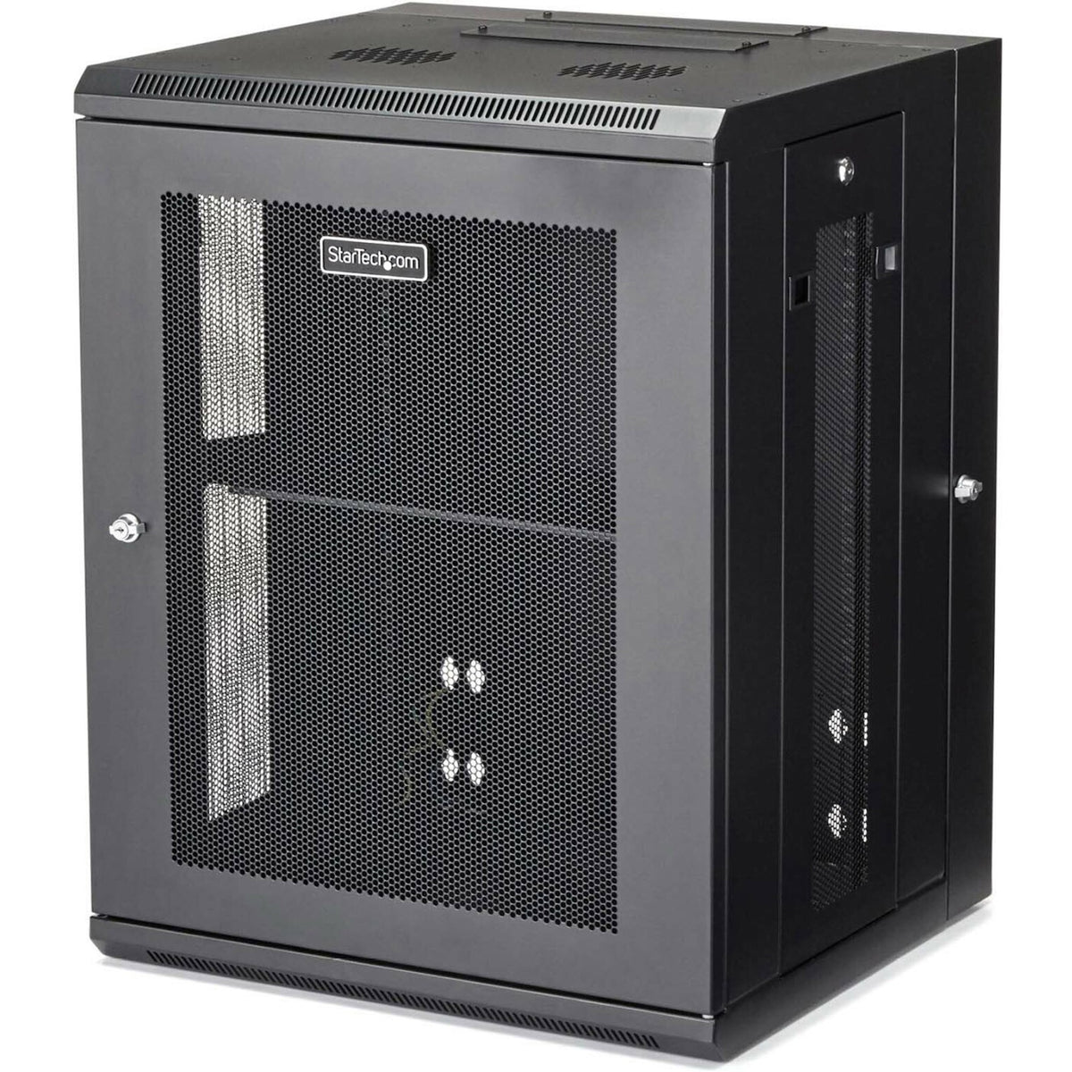 StarTech.com 4-Post 15U Wall Mount Network Cabinet, 19" Hinged Wall-Mounted Server Rack for Data / IT Equipment, Lockable Rack Enclosure - RK1520WALHM