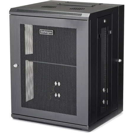 StarTech.com 4-Post 15U Wall Mount Network Cabinet, 19" Hinged Wall-Mounted Server Rack for Data / IT Equipment, Lockable Rack Enclosure - RK1520WALHM