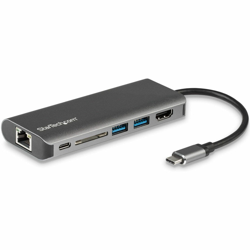 StarTech.com USB C Multiport Adapter - Portable USB Type-C Travel Dock - 4K HDMI, 2-pt USB Hub, SD, GbE, 60W PD Pass-Through - Laptop Dock - DKT30CSDHPD