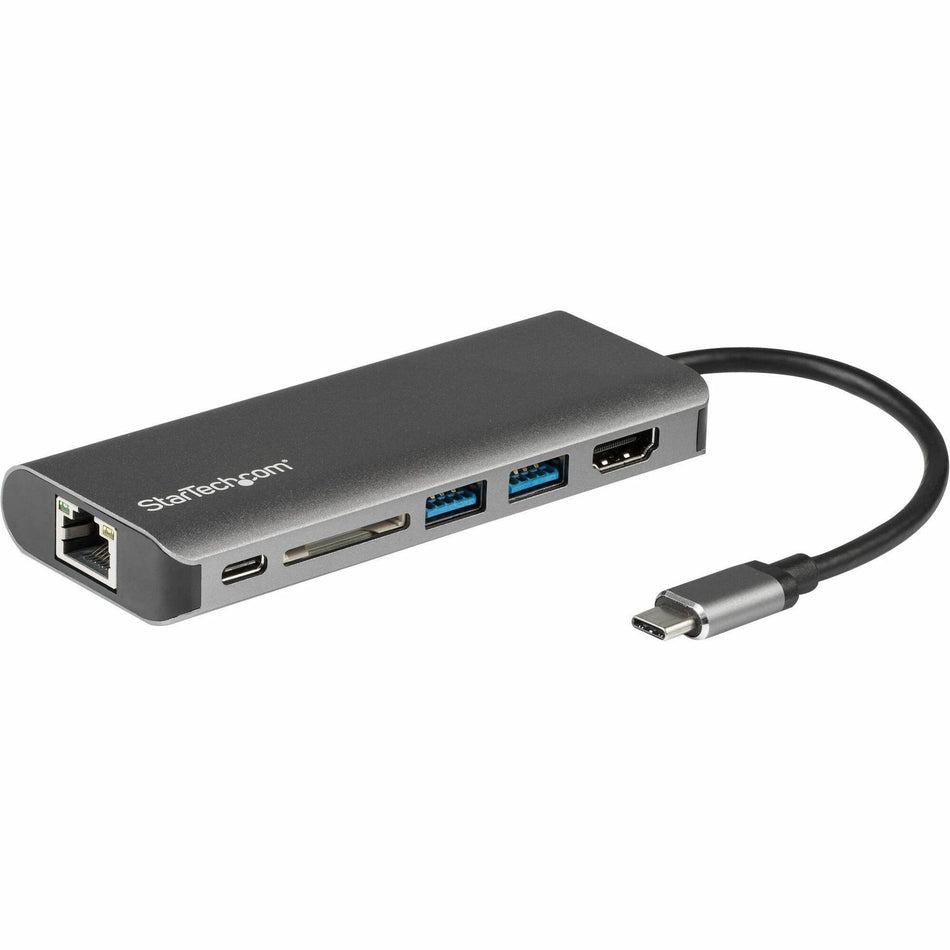 StarTech.com USB C Multiport Adapter - Portable USB Type-C Travel Dock - 4K HDMI, 2-pt USB Hub, SD, GbE, 60W PD Pass-Through - Laptop Dock - DKT30CSDHPD