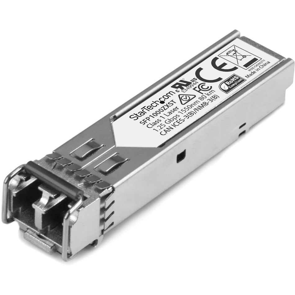 StarTech.com MSA Uncoded SFP Module - 1000BASE-ZX - 1GE Gigabit Ethernet SFP 1GbE Single Mode Fiber (SMF) Optic Transceiver - 70km DDM - SFP1000ZXST