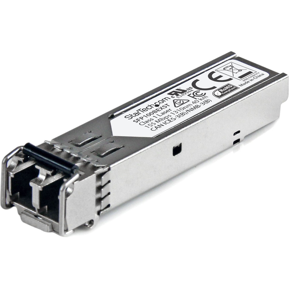 StarTech.com MSA Uncoded SFP Module - 100BASE-EX - 100Mb Ethernet SFP 100MbE Single Mode Fiber (SMF) Optic Transceiver Module - 40km DDM - SFP100BEXST