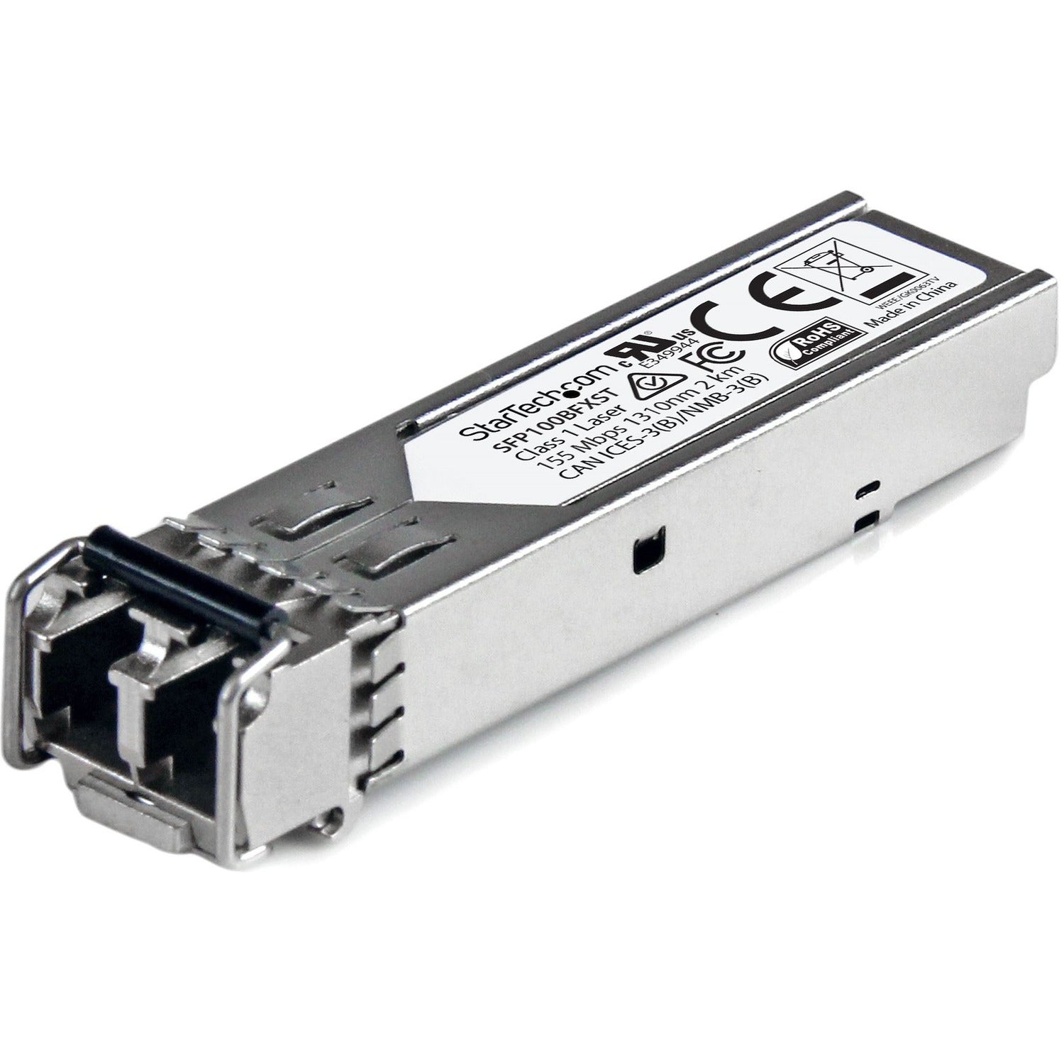 StarTech.com MSA Uncoded SFP Module - 100BASE-FX - 100Mb Ethernet SFP 100MbE Multi Mode Fiber (MMF) Optic Transceiver Module - 2km DDM - SFP100BFXST