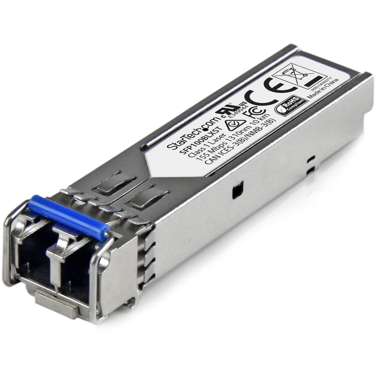 StarTech.com MSA Uncoded SFP Module - 100BASE-LX - 100Mb Ethernet SFP 100MbE Single Mode Fiber (SMF) Optic Transceiver Module - 10km DDM - SFP100BLXST