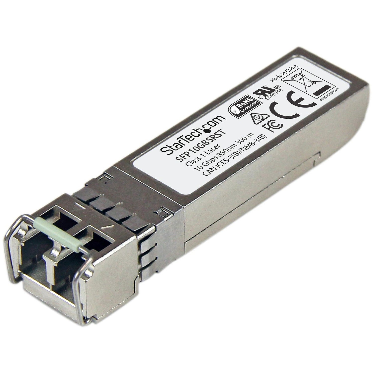 StarTech.com MSA Uncoded SFP+ Module - 10GBASE-SR - 10GE Gigabit Ethernet SFP+ 10GbE Multi Mode Fiber (MMF) Optic Transceiver - 300m DDM - SFP10GBSRST