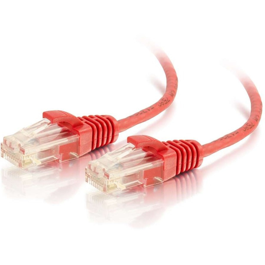 C2G 1ft Cat6 Snagless Unshielded (UTP) Slim Ethernet Cable - Cat6 Network Patch Cable - PoE - Red - 01165