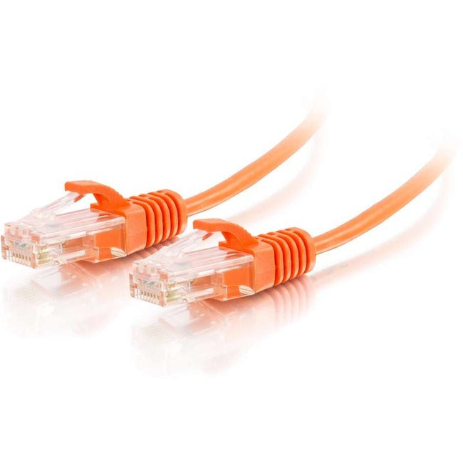 C2G 1ft Cat6 Snagless Unshielded (UTP) Slim Ethernet Cable - Cat6 Network Patch Cable - PoE - Orange - 01175