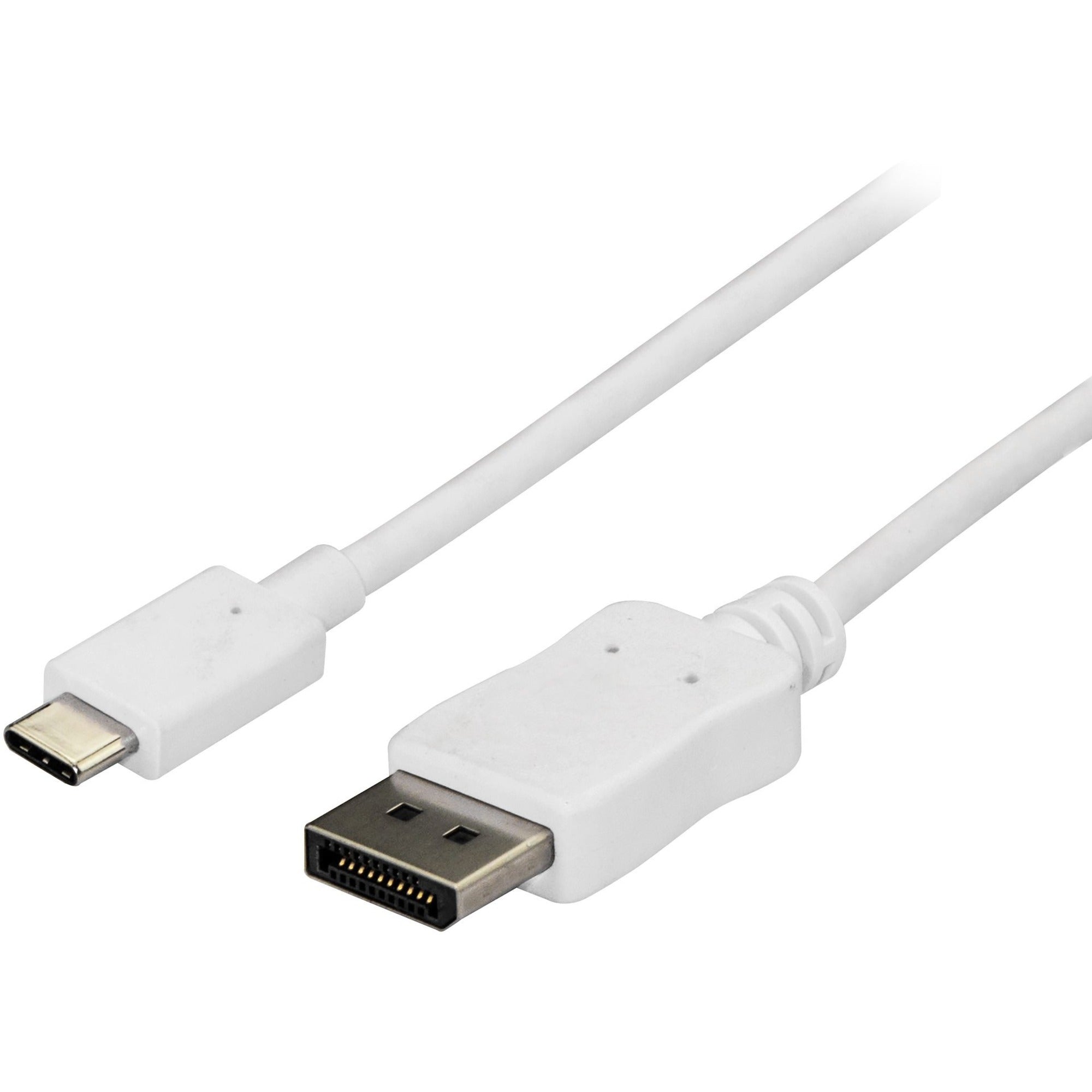 StarTech.com 6ft/1.8m USB C to DisplayPort 1.2 Cable 4K 60Hz - USB Type-C to DP Video Adapter Monitor Cable HBR2 - TB3 Compatible - White - CDP2DPMM6W