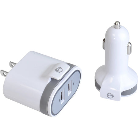 SIIG Fast Charging USB Wall Charger & Car Charger Bundle Pack - White - AC-PW1A22-S1