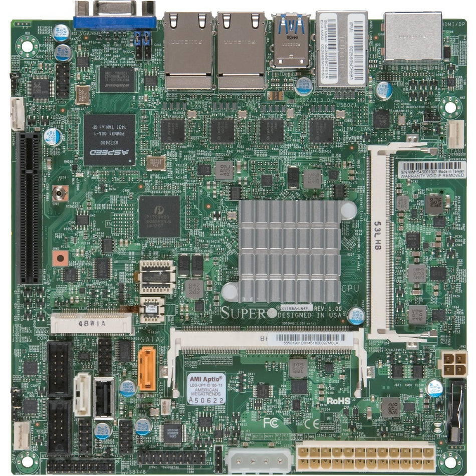 Supermicro X11SBA-LN4F Server Motherboard - Intel Chipset - Socket BGA-1170 - Mini ITX - MBD-X11SBA-LN4F-B