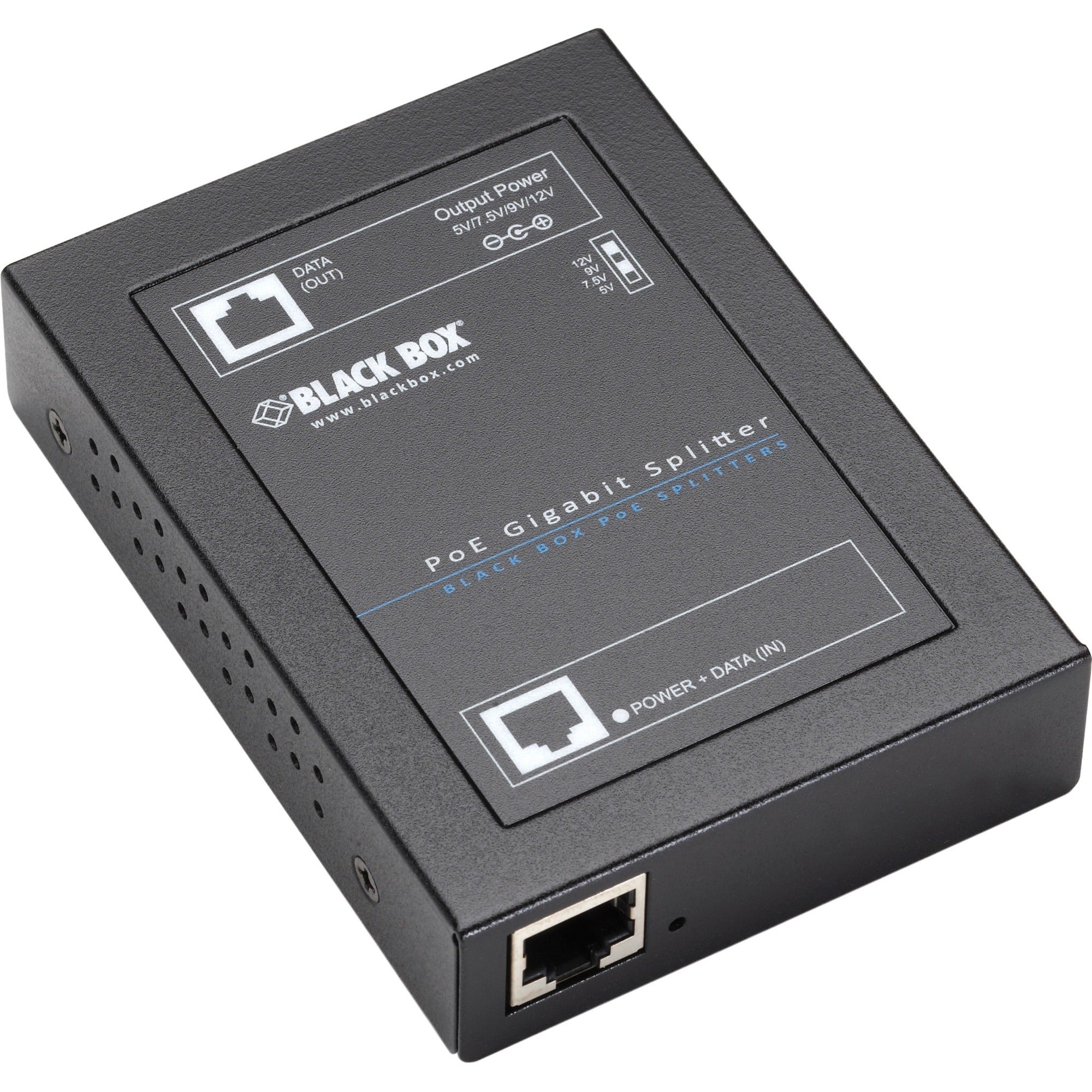 Black Box PoE+ Gigabit Splitter - 5-12-VDC, 6-Amp - LPS2001