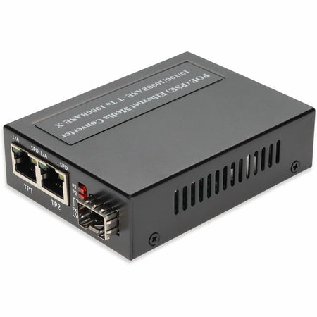 AddOn 10/100/1000Base-TX(RJ-45) x2 to 1 Open SFP Port POE (15W) Media Converter - ADD-GMC-2RJSFP-POE