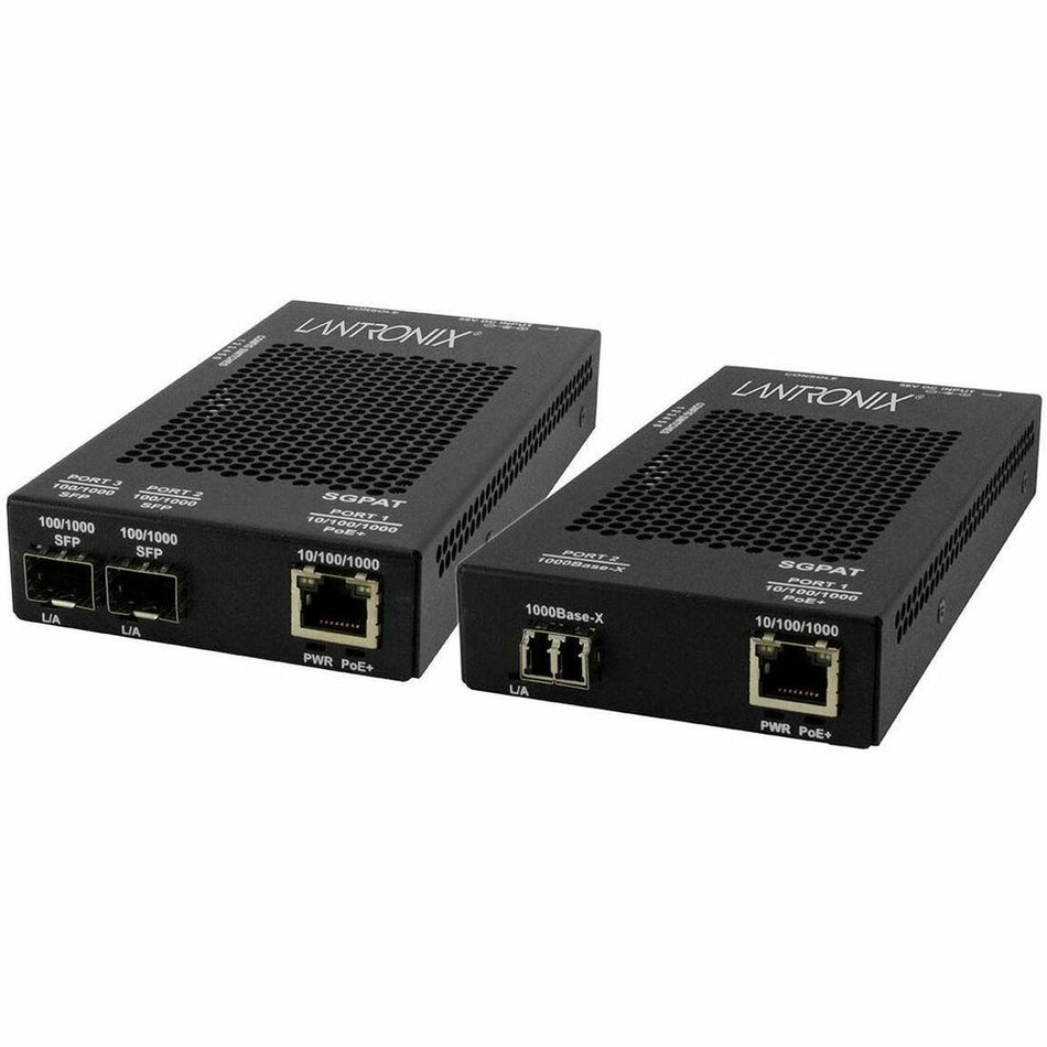 Stand-alone Fast & Gigabit Ethernet PoE / PoE+ Media Converter 10/100/1000Base-T PoE+ PSE to 1000Base-X - SGPAT1039-105-NA