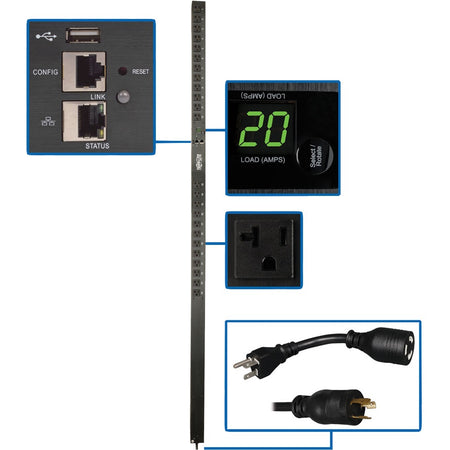 Tripp Lite by Eaton 1.9kW Single-Phase Monitored PDU with LX Platform Interface, 120V Outlets (24 5-15/20R), 0U Vertical, 70 in., TAA - PDUMNV20LX