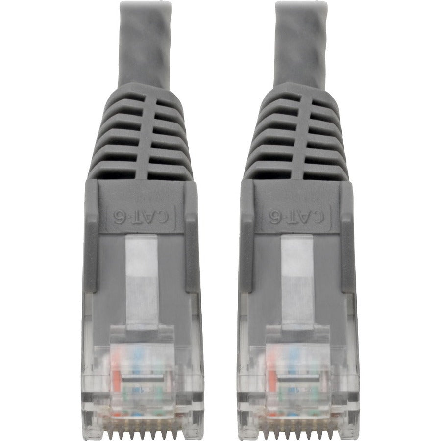 Eaton Tripp Lite Series Cat6 Gigabit Snagless Molded (UTP) Ethernet Cable (RJ45 M/M), PoE, Gray, 6-in. (15.24 cm) - N201-06N-GY