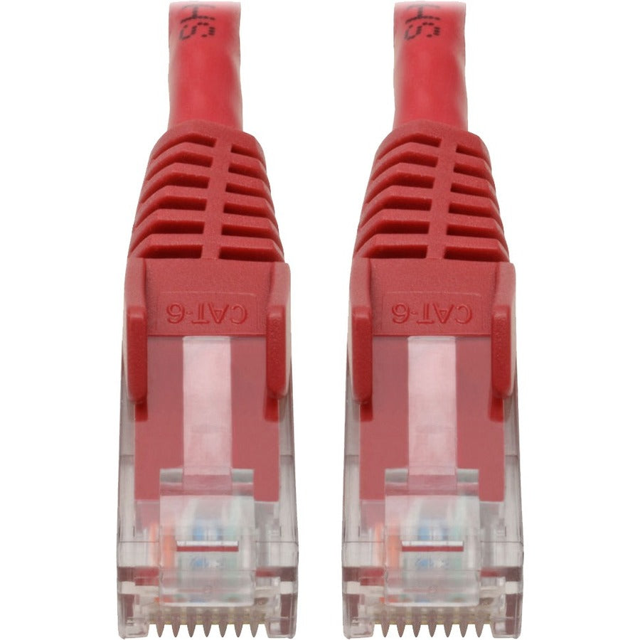 Eaton Tripp Lite Series Cat6 Gigabit Snagless Molded (UTP) Ethernet Cable (RJ45 M/M), PoE, Red, 6-in. (15.24 cm) - N201-06N-RD