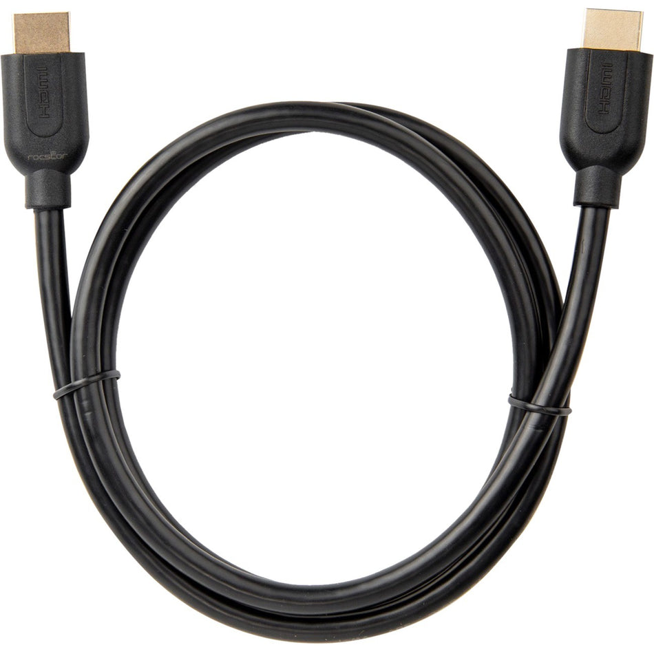 Rocstor Premium 3 ft 4K High Speed HDMI to HDMI M/M Cable - Ultra HD HDMI 2.0 Supports 4k x 2k at 60Hz with resolutions up to 3840x2160p and 18Gbps Bandwidth - HDMI 2.0 to HDMI 2.0 Male/Male - HDMI 2.0 for HDTV, DVD Player, Stereo Receiver, Digital Signage Projector, Gaming Console, Audio/Video Device, TV, Digital Video Recorder - 3 ft (1m) - 1 Retail Pack - 1 x HDMI Male - 1 x HDMI Male - Gold Plated Connectors - Shielding - Black - HDMI CABLE ULTRA HD 4Kx2K - Y10C159-B1