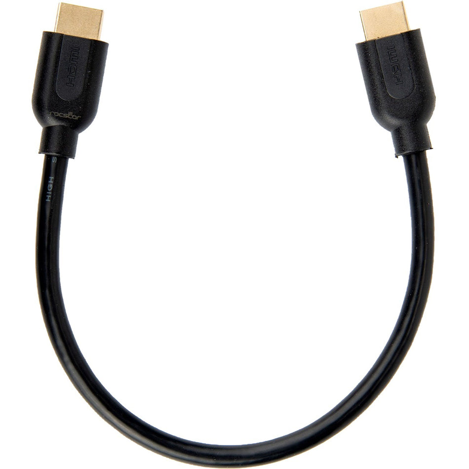 Rocstor Premium 1ft High Speed HDMI (M/M) Cable with Ethernet - Cable Length: 1ft - HDMI for Audio/Video Device - 1.28 GB/s - 1 ft - 1 x HDMI Male Digital Audio/Video - 1 x HDMI Male Digital Audio/Video - Gold Plated Connector - Black ETHERNET CABLE BLACK - Y10C156-B1