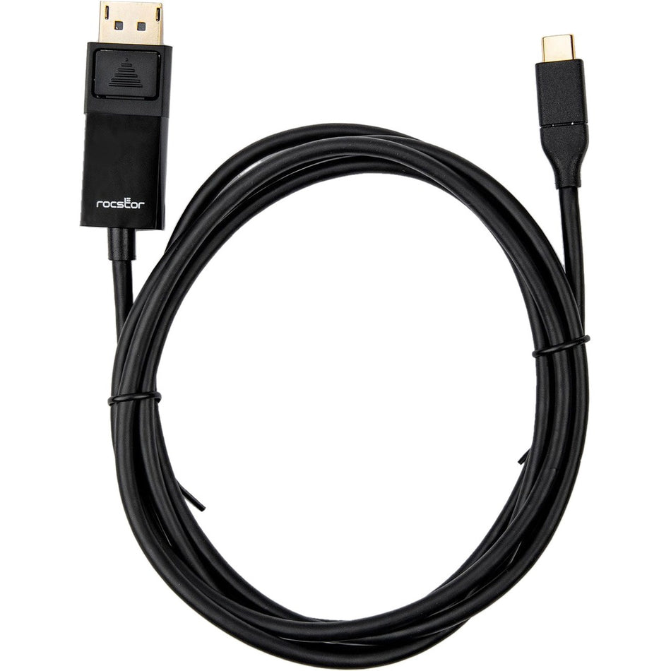 Rocstor Premium 6ft USB-C to DisplayPort Cable M/M- USB Type-C to Displayport Converter Cable - 6ft (1.8m) - Supports up to 4K 60Hz Mac or Windows Compatible- DisplayPort/USB 3.1 Cable for Audio/Video Device, Monitor, Projector, MacBook, Chromebook, HDTV, Tablet - 6 ft - 1 Retail Pack - 1 x USB Type C (3.1) Male - 1 x DisplayPort Male Digital Cable USB-C TO DP 4K - Black - Y10C167-B1