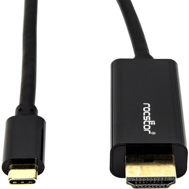 Rocstor premium 6ft USB-C to HDMI Cable M/M - USB Type-C to HDMI Male to Male 6 ft (2m) - USB Type C supports up to 4K 30Hz - USB-C to HDMI cable for Notebooks, Computers, Projector, Monitor, Workstation, Audio/Video Devices, Chromebook, MacBook Pro, MacBook, TV - Retail Pack - 1 x Type C Male USB - 1 x HDMI Male Digital Audio/Video - Black CABLE USB-C TO HDMI 4K - Y10C166-B1