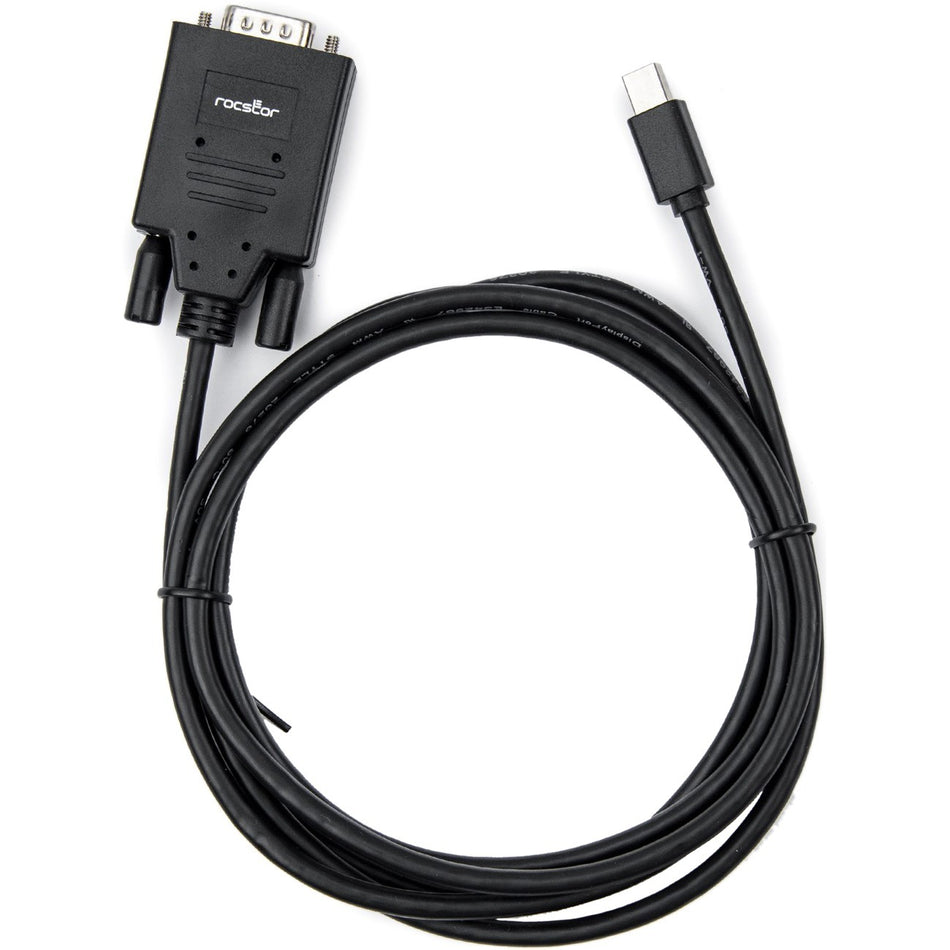Rocstor Premium 6 ft Mini DisplayPort to VGA Adapter Cable - mDP to VGA cable supports 1920x1200 1080p Resolution - Mini DisplayPort to VGA cable for Projector, Monitor, PC, Desktop Computer, Notebook, Ultrabook, Video Device, TV - 6 ft (2m) - 1 Pack - 1 x Mini DisplayPort Male - 1 x HD-15 Male VGA - Black - Y10C163-B1
