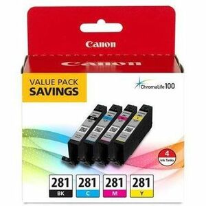 Canon CLI-281 Inkjet Ink Cartridge - Value Pack - Black, Cyan, Magenta, Yellow - 4 Pack - 2091C005