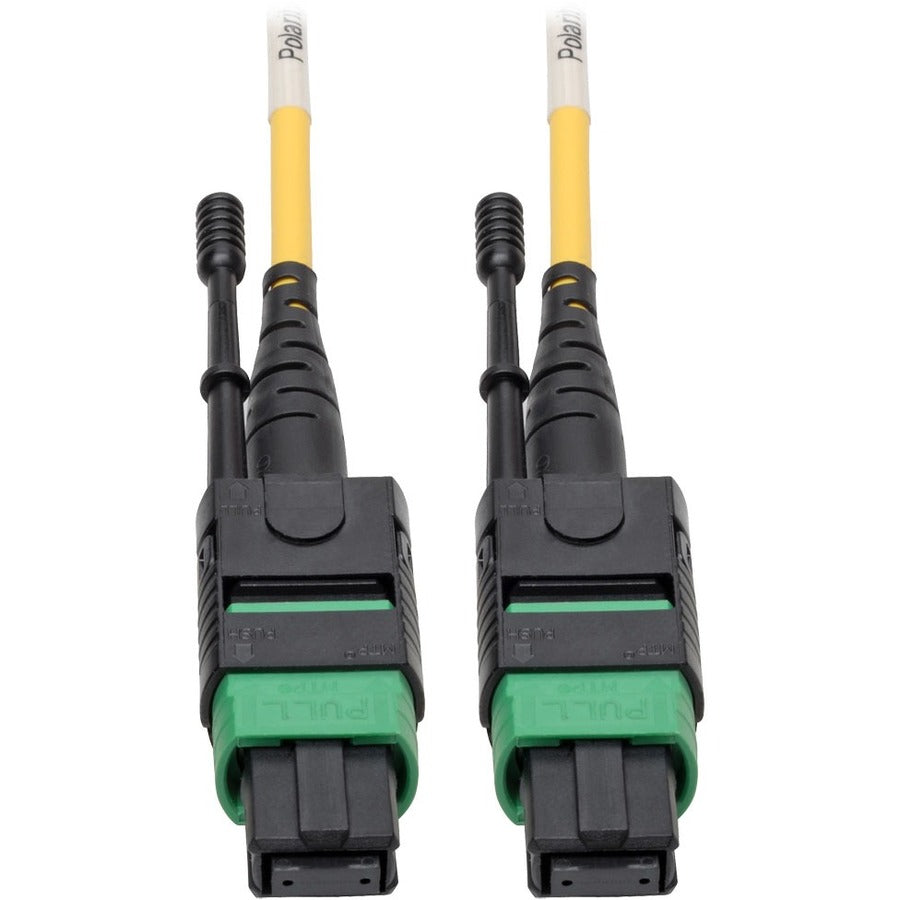 Eaton Tripp Lite Series MTP/MPO (APC) Singlemode Patch Cable (F/F), 12 Fiber, 40/100 GbE, QSFP+ 40GBASE-PLR4, Plenum, Push/Pull Tab, Yellow, 3 m (10 ft.) - N390-03M-12-AP