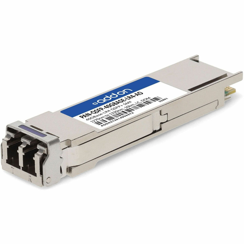 AddOn Palo Alto Networks&reg; PAN-QSFP-40GBASE-LR4 Compatible TAA 40GBase-LR4 QSFP+ Transceiver (SMF, 1270nm to 1330nm, 10km, LC, DOM) - PAN-QSFP40GBASELR4AO