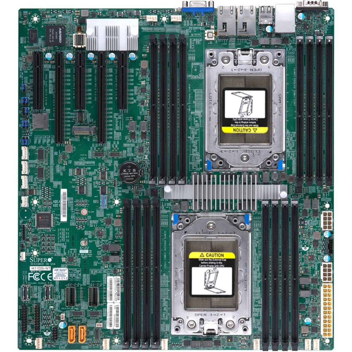 Supermicro H11DSI-NT Server Motherboard - AMD Chipset - Socket SP3 - Extended ATX - MBD-H11DSI-NT-B