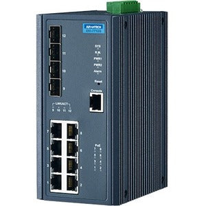 Advantech 8GE + 4SFP Port Managed PoE Ethernet Switch w/Wide Temp - EKI-7712G-4FPI-AE