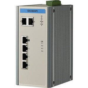 Advantech 4FE PoE+2G Unmanaged Ethernet Switch, IEEE802.3af/at, E-Mark, 12V~24VDC, -40~75? - EKI-5624PI-AE