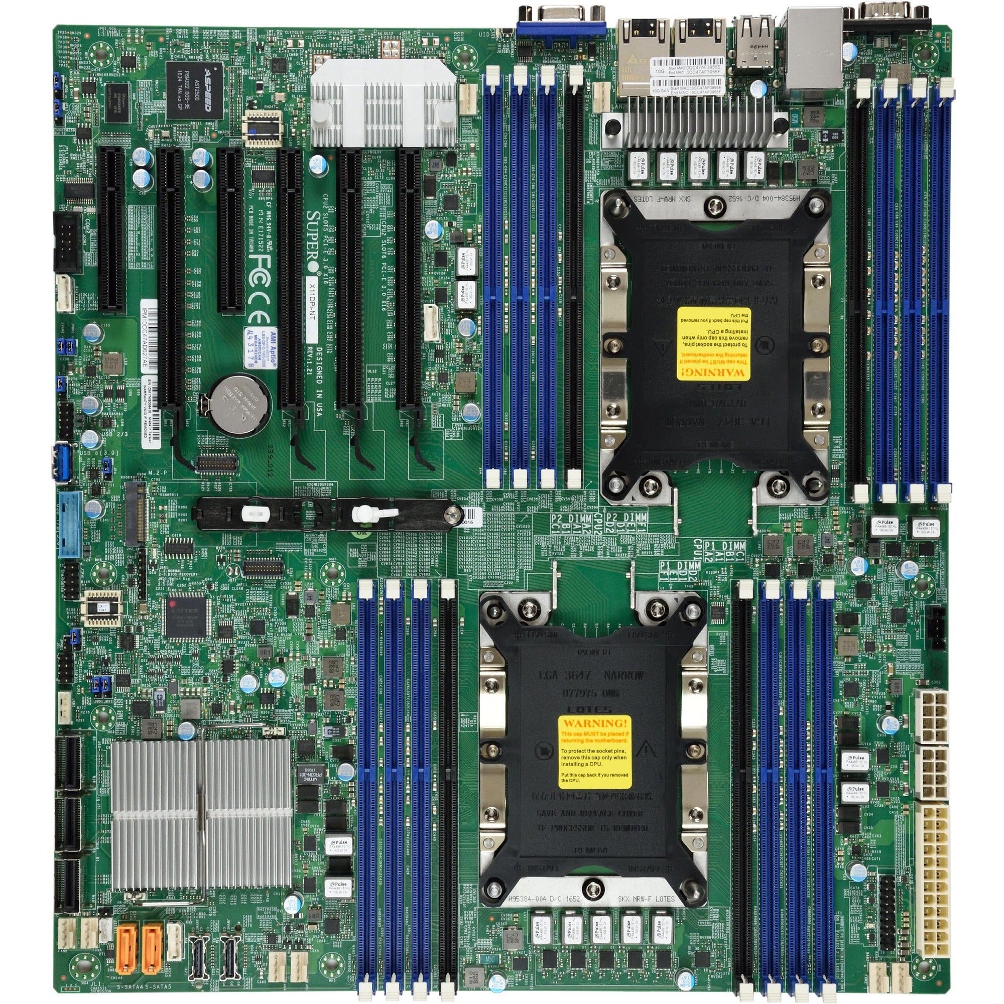 Supermicro X11DPI-NT Server Motherboard - Intel C622 Chipset - Socket P LGA-3647 - Extended ATX - MBD-X11DPI-NT-O