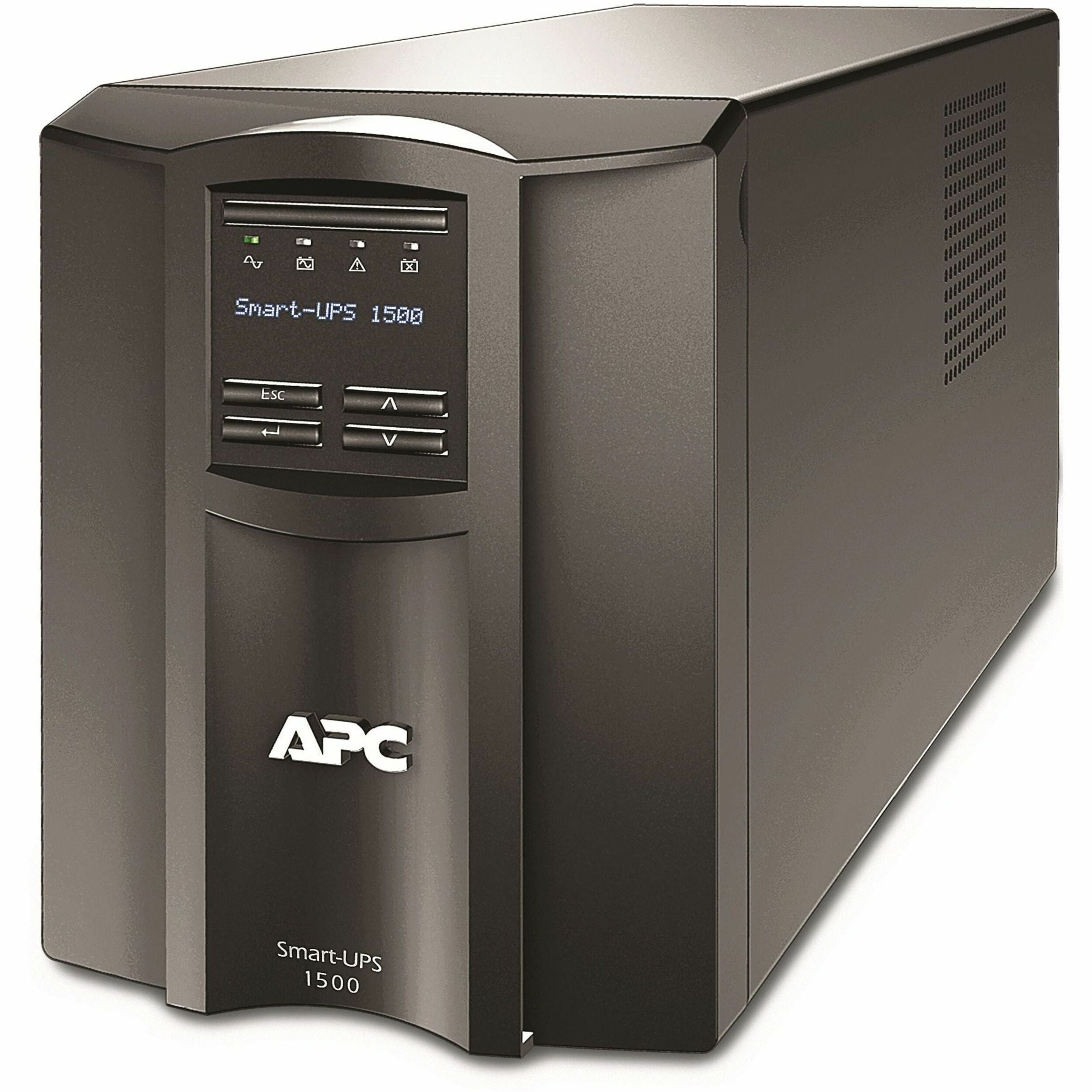 APC Smart-UPS, Line Interactive, 1500VA, Tower, 120V, 8x NEMA 5-15R outlets, SmartConnect Port+SmartSlot, AVR, LCD - SMT1500C