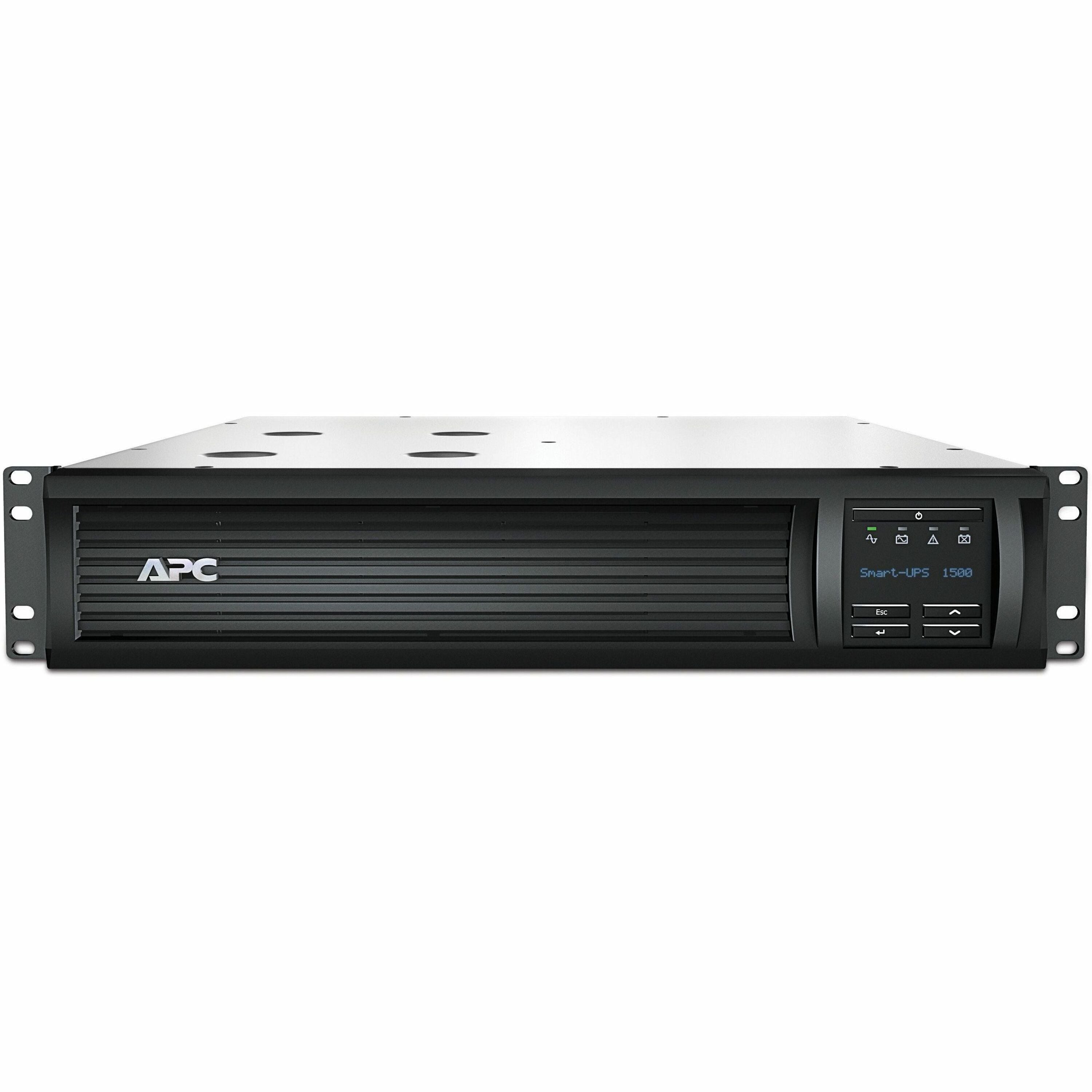 APC Smart-UPS, Line Interactive, 1500VA, Rackmount 2U, 120V, 6x NEMA 5-15R outlets, SmartConnect Port+SmartSlot, AVR, LCD - SMT1500RM2UC