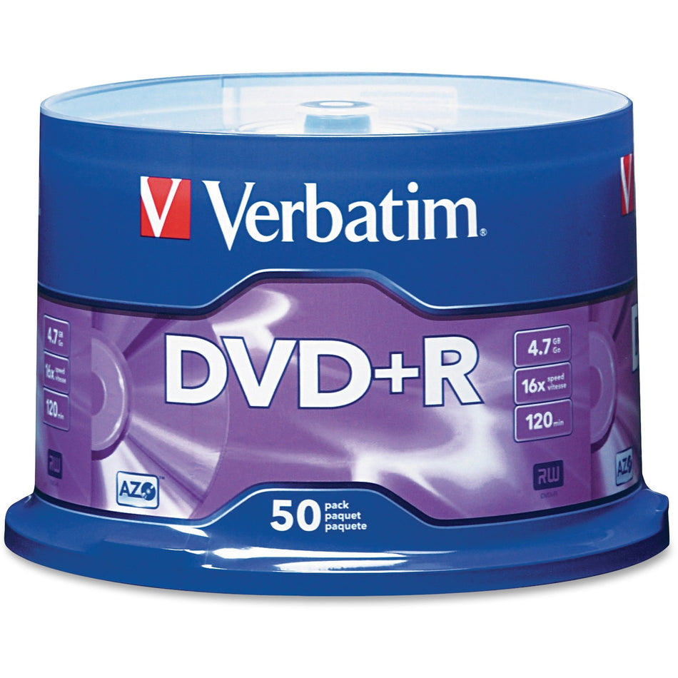Verbatim AZO DVD+R 4.7GB 16X with Branded Surface - 50pk Spindle - 95037