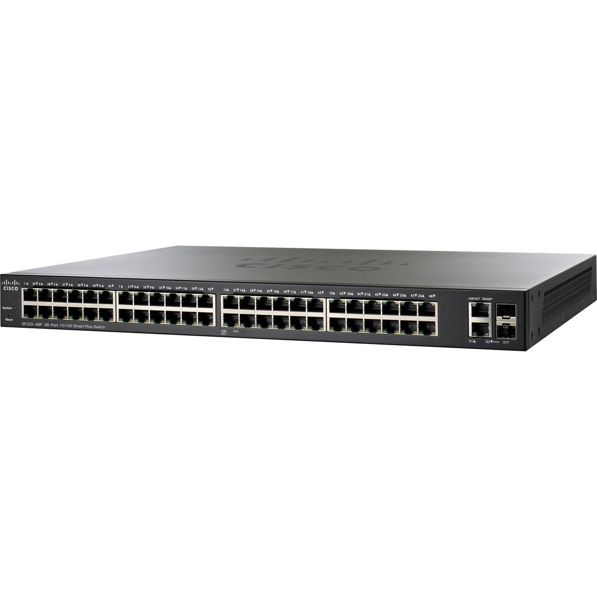 Cisco SF220-48P 48-Port 10/100 PoE Smart Plus Switch - SF220-48P-K9-NA-RF