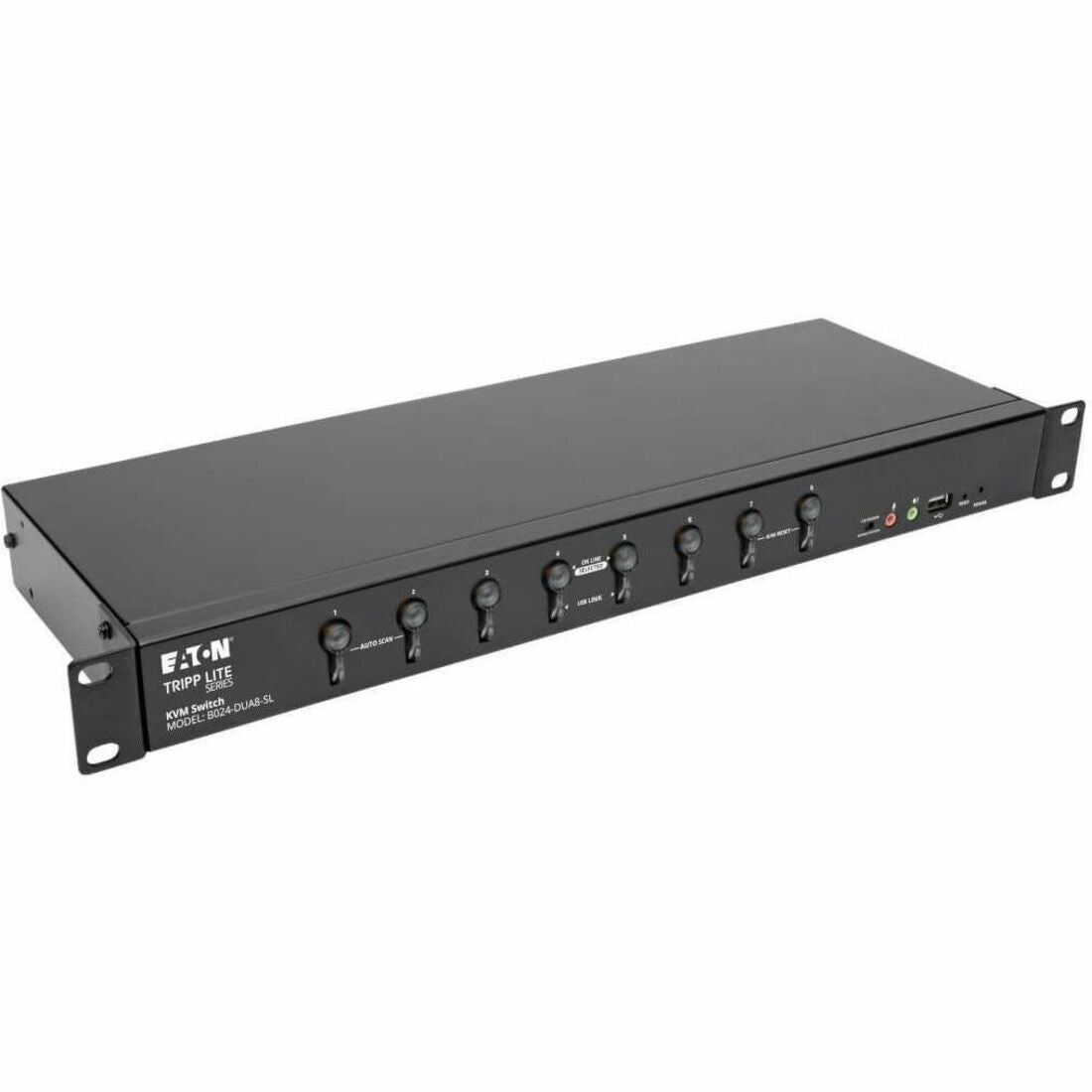 Tripp Lite by Eaton 8-Port DVI/USB KVM Switch with Audio and USB 2.0 Peripheral Sharing 1U Rack-Mount Single-Link 1920 x 1200 (1080p) - B024-DUA8-SL