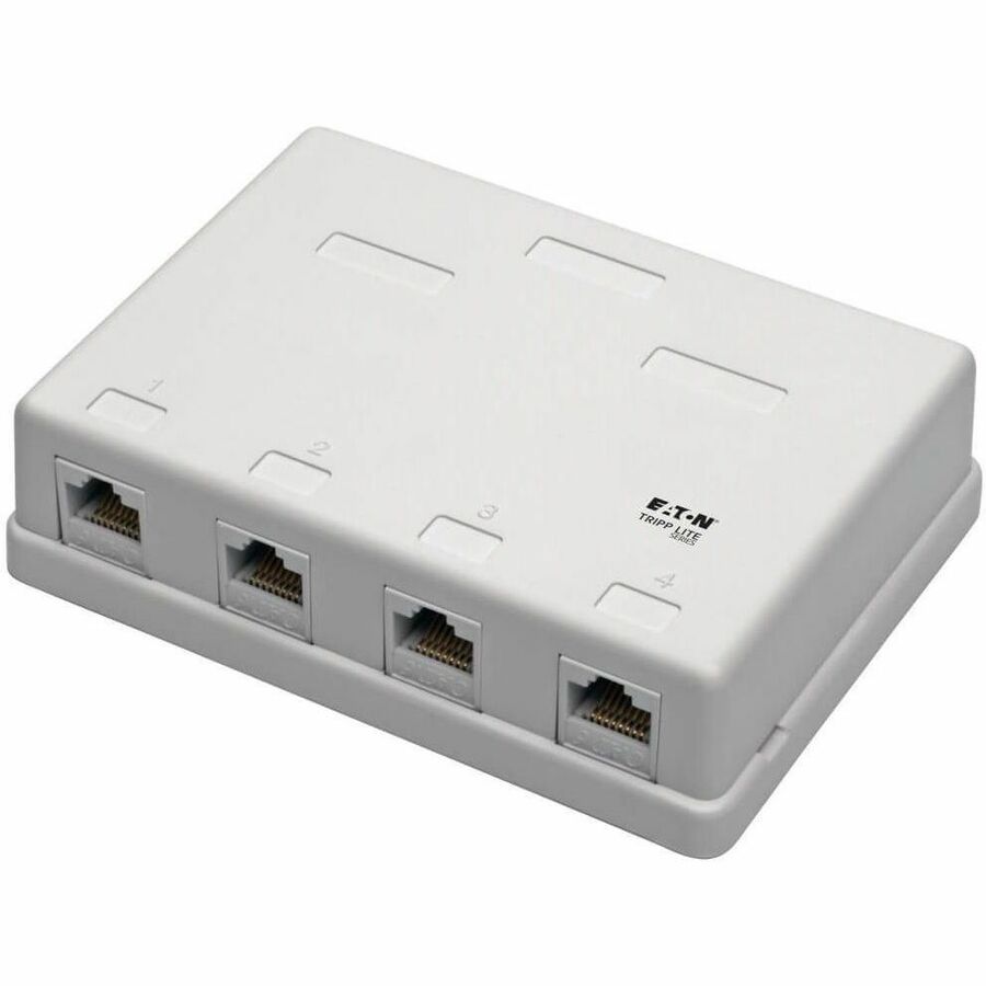 Eaton Tripp Lite Series Pre-Configured Unshielded Cat6 4-Port Surface-Mount Box, 110 IDC, RJ45, White - N236-004-WH