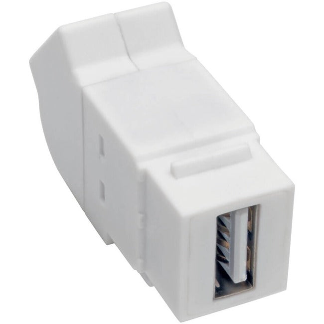 Tripp Lite by Eaton USB 2.0 All-in-One Keystone/Panel Mount Angled Coupler (F/F), White - U060-000-KPA-WH
