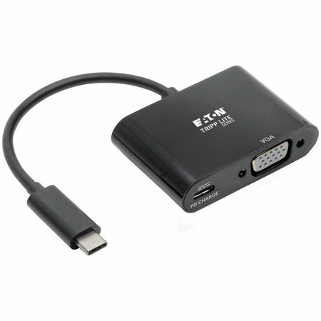 Eaton Tripp Lite Series USB-C to VGA Adapter with PD Charging, Black - U444-06N-VB-C