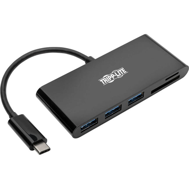 Tripp Lite by Eaton 3-Port USB-C Hub with Card Reader, USB 3.x (5Gbps) Hub Ports and Card Reader Ports, Black - U460-003-3AMB