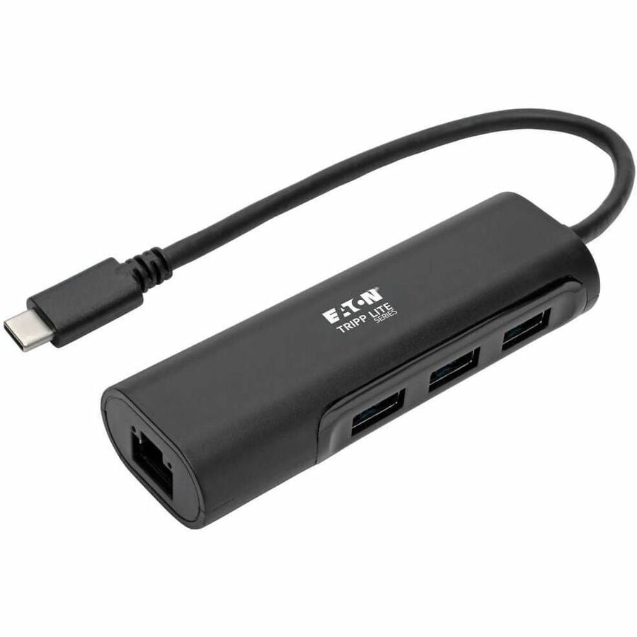 Eaton Tripp Lite Series 3-Port USB 3.x (5Gbps) Hub with LAN Port, USB-C to 3x USB-A Ports and Gigabit Ethernet, Black - U460-003-3A1GB