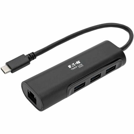 Eaton Tripp Lite Series 3-Port USB 3.x (5Gbps) Hub with LAN Port, USB-C to 3x USB-A Ports and Gigabit Ethernet, Black - U460-003-3A1GB