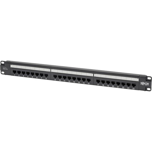 Tripp Lite by Eaton Cat5e 24-Port Patch Panel - PoE+ Compliant, 110/Krone, 568A/B, RJ45 Ethernet, 1U Rack-Mount, TAA - N052-P24