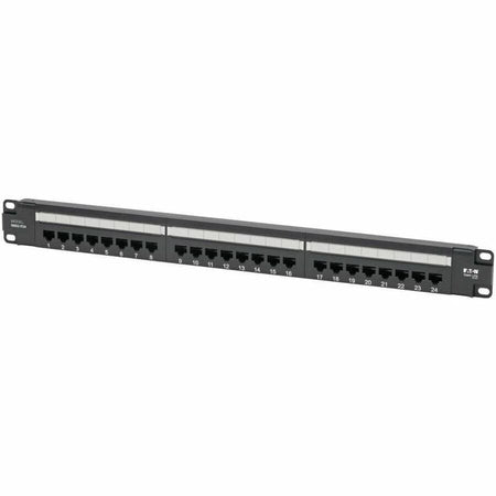 Eaton Tripp Lite Series Cat5e 24-Port Patch Panel - PoE+ Compliant, 110/Krone, 568A/B, RJ45 Ethernet, 1U Rack-Mount, TAA - N052-P24