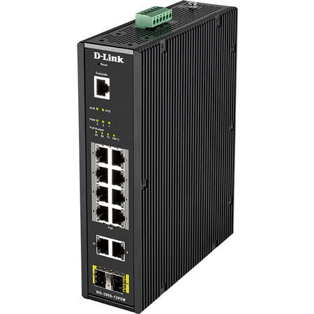 D-Link 12-Port Gigabit Smart Managed Industrial PoE Switch-Wide Temp-240W PoE Budget - DIS-200G-12PSW