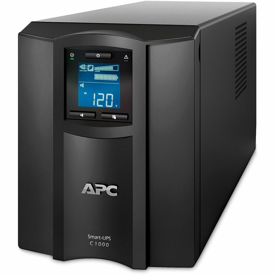 APC Smart-UPS C, Line Interactive, 1000VA, Tower, 120V, 8x NEMA 5-15R outlets, SmartConnect port, USB and Serial communication, AVR, Graphic LCD - SMC1000C