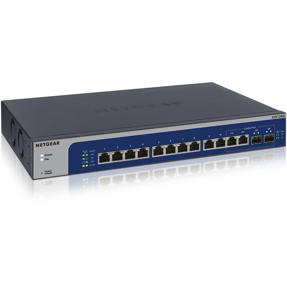 Netgear 12-Port 10-Gigabit/Multi-Gigabit Ethernet Smart Managed Plus Switch (XS512EM) - XS512EM-100NAS