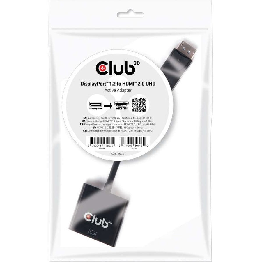 Club 3D DisplayPort 1.2 to HDMI 2.0 UHD Active Adapter - CAC-2070